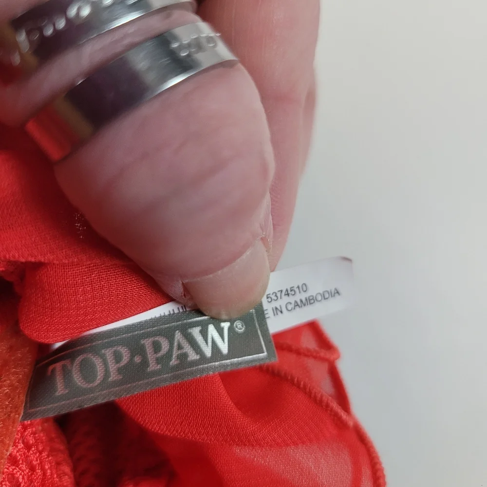 Top Paw Red Floral Ruffle Pet Harness Dress